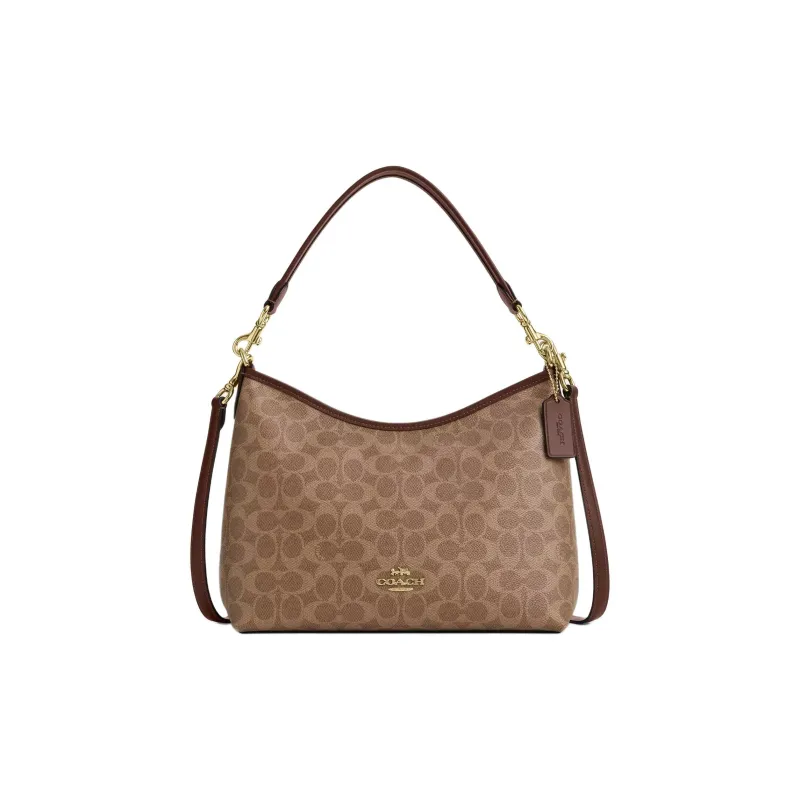 COACH Coated Canvas Shoulder Bag, Crossbody Bag, Handbag Large Size Women's Maple-0