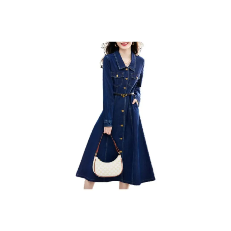 Dme Long Sleeved Dresses Women's Dark Denim Blue-2