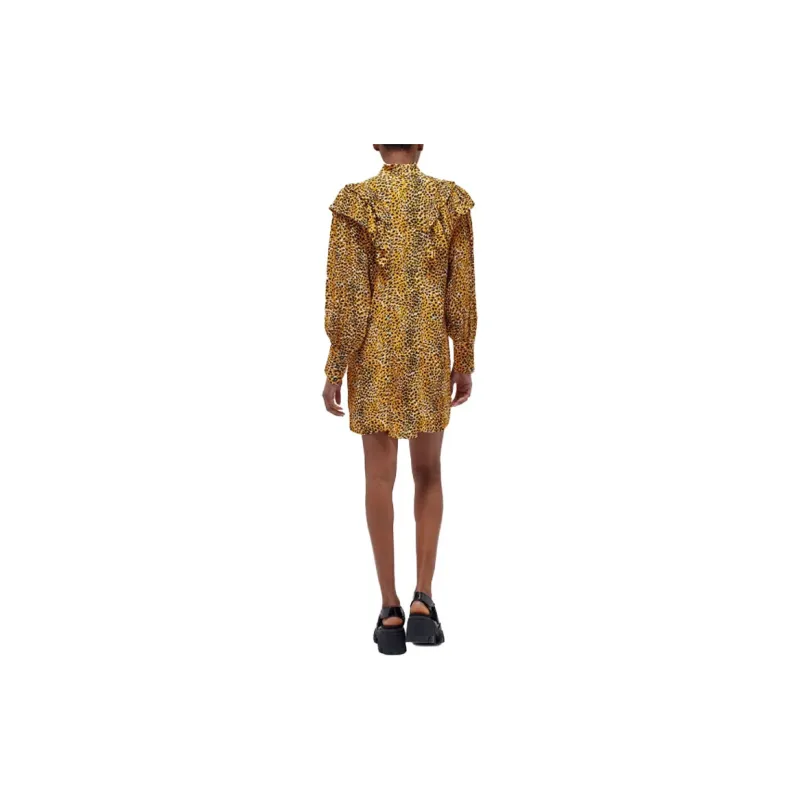 GANNI Long-Sleeved Dresses Women's Orange-3
