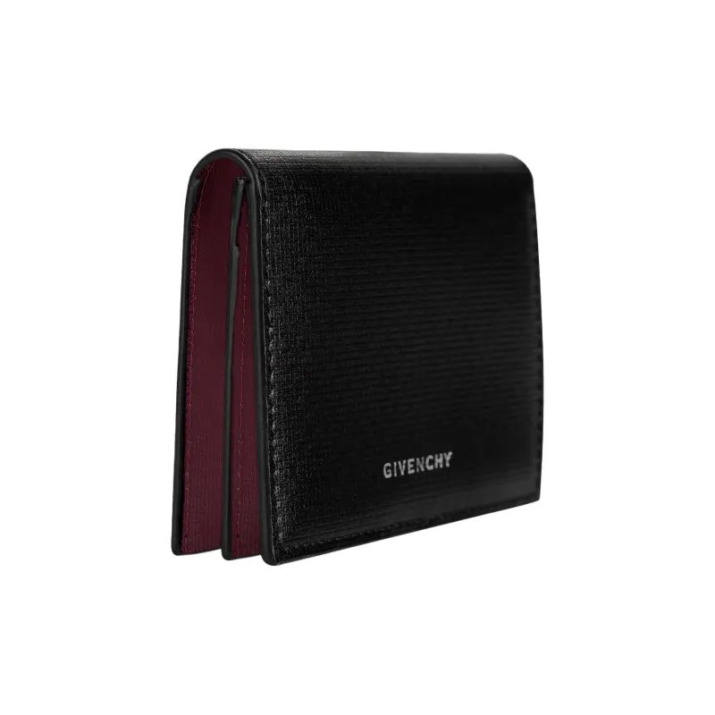 Givenchy 4G Calfskin Card Holder Women's Black & Burgundy-1