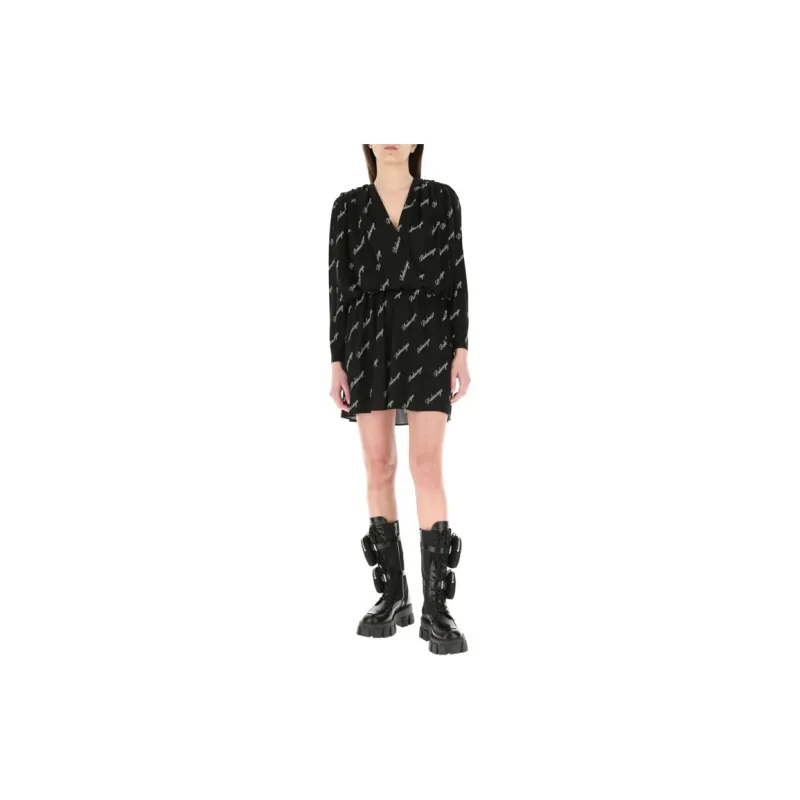 Balenciaga Long Sleeved Dresses Women's Black-3