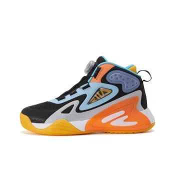 FILA KIDS BOA Rebound Support Mid Top Children's Basketball Shoes Black Blue Teenagers
