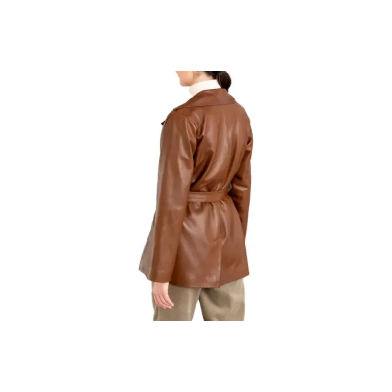 Agnes B. Leather Jackets Women's Brown-2