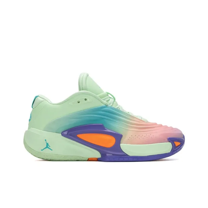 Jordan Luka 3 Cushioning, Wear Resistant Low Top Children's Basketball Shoes Green Purple Unisex-6