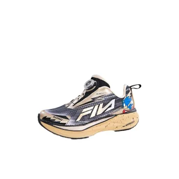 FILA KIDS SPEED 4 Slip Resistant Anti Kick Low Top Running Shoes Black Gold Kids'