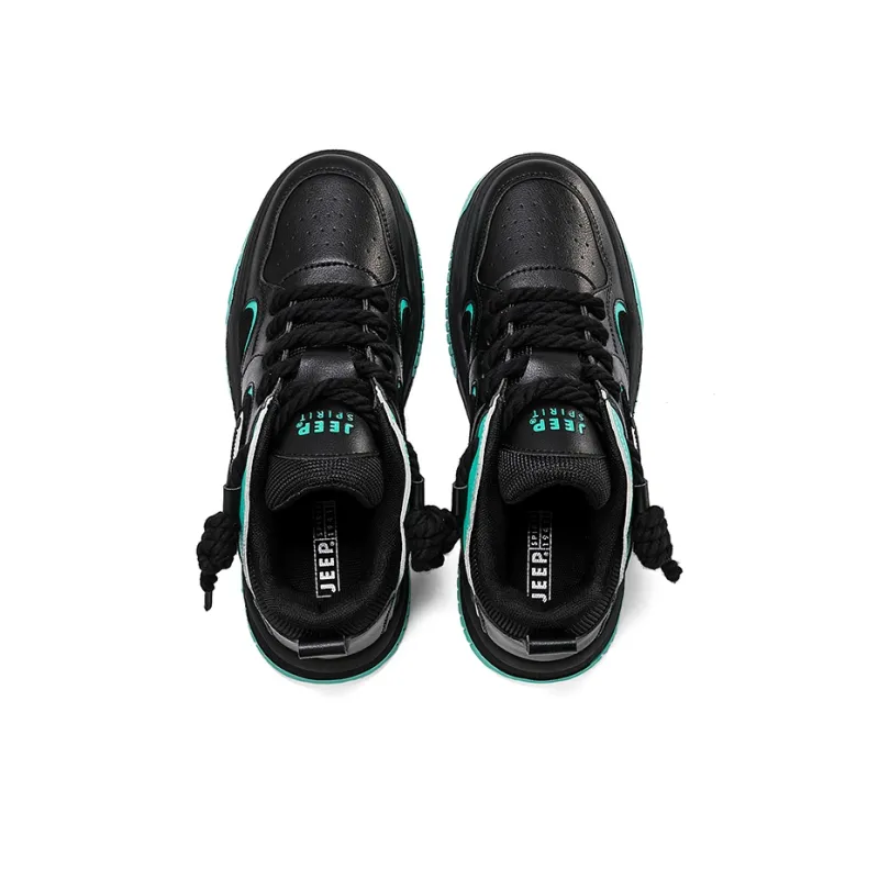 JEEP SPIRIT Cushioned Wear-Resistant Breathable Slip-Resistant Low-Top Skateboard Shoes Men's Graphite Black-3