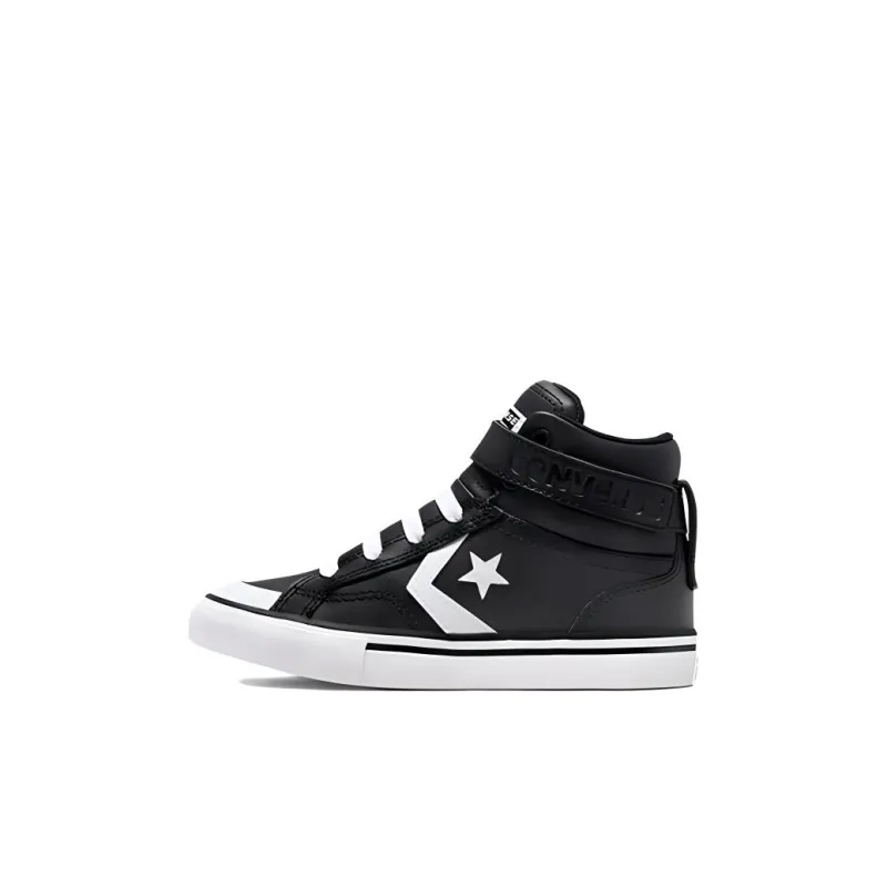 Converse Pro Blaze Strap Anti-Slip Wear-Resistant High-Top Kids Lifestyle Shoes Black White Children Aged 3-7 Years Old-0