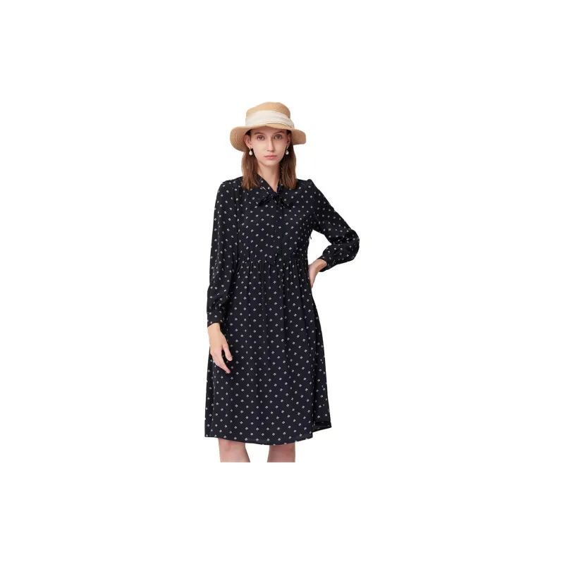 HAZZYS Long Sleeved Dresses Women's Navy Blue-3
