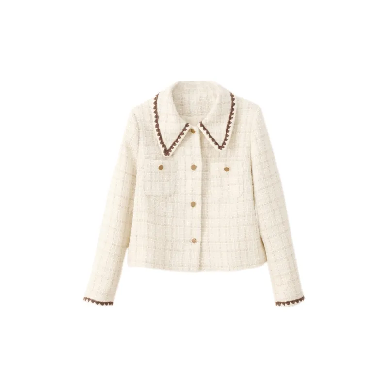VIMLY Cropped Coats Women's Cream Apricot-1