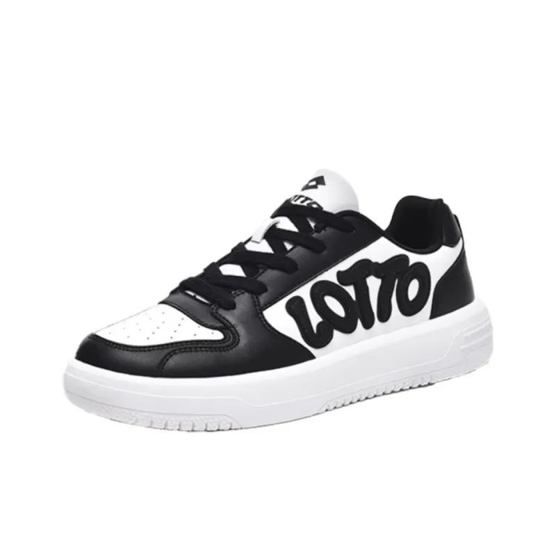 LOTTO Anti-Slip Wear-Resistant Low-Top Skateboard Shoes Women's Black White-1