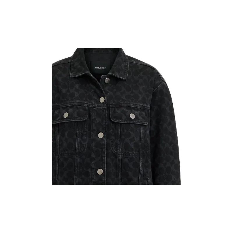 COACH Denim Jacket Women's Black-2