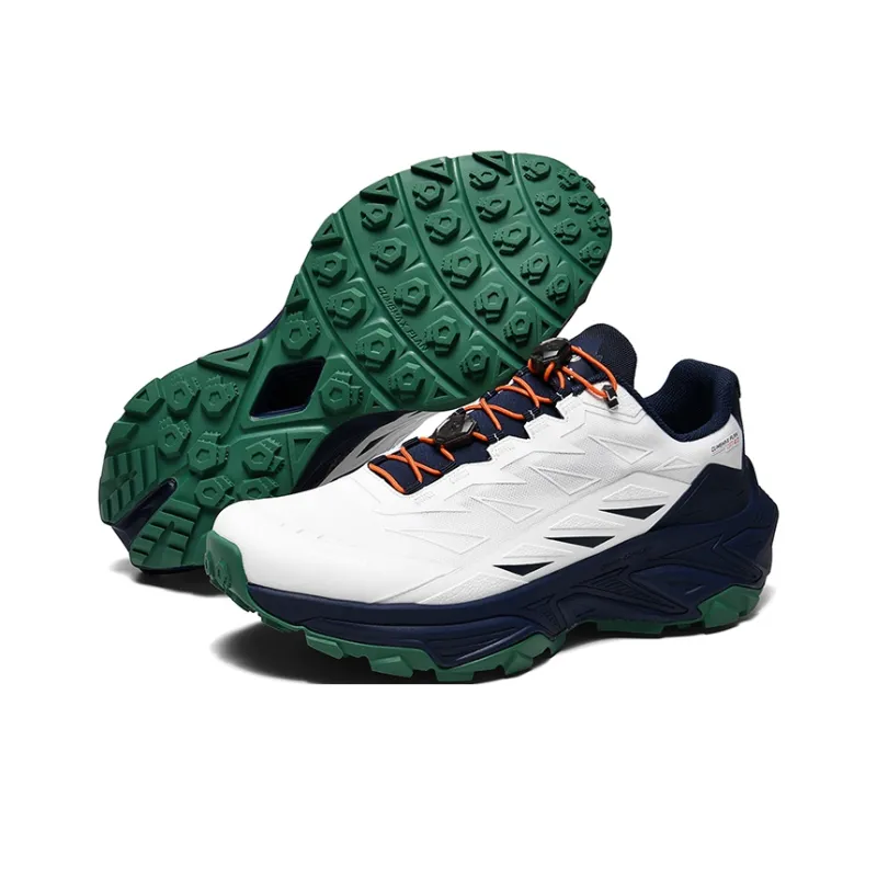 GLUNA Cushioned Slip-Resistant Lightweight Low-Top Trail Running Running Shoes Unisex White Blue-4