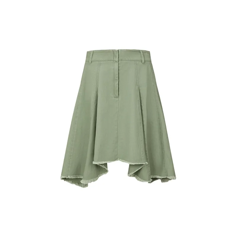 URBAN REVIVO Casual Short Skirts Women's Olive Green-1