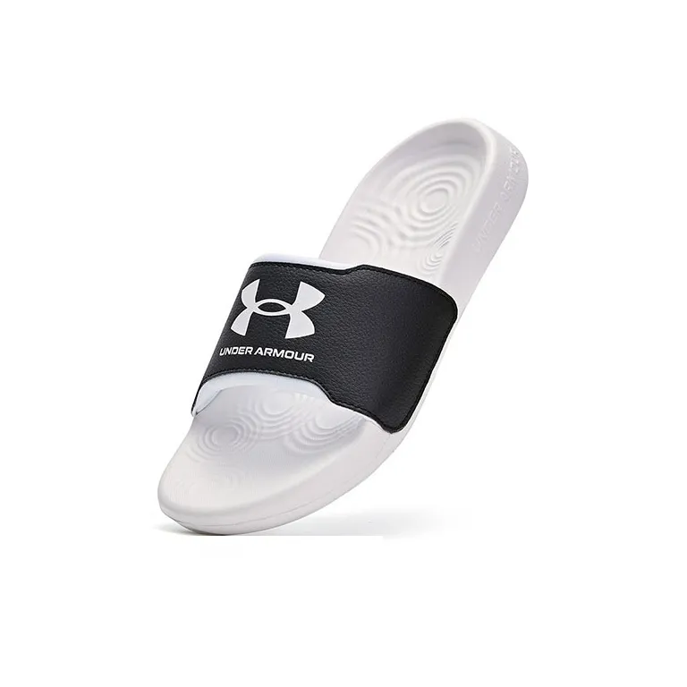 Under Armour Anti Slip Wear Resistant Breathable Lightweight Odor Resistant Kids' Slippers Black White Kids'-3