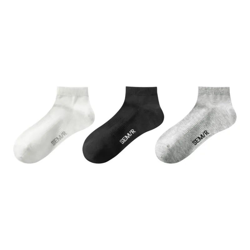 SEM/R Ankle Socks Men's 7 Pack Black White Tone-1