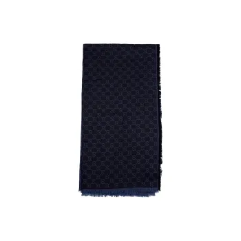 GUCCI Wool Knit Scarves Women's Blue Black