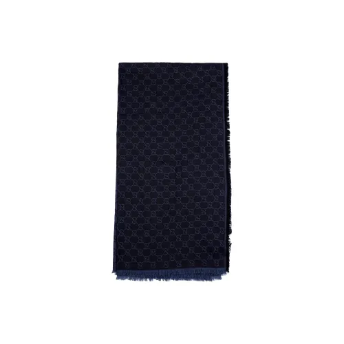 GUCCI Knit Scarves Women's Blue Black