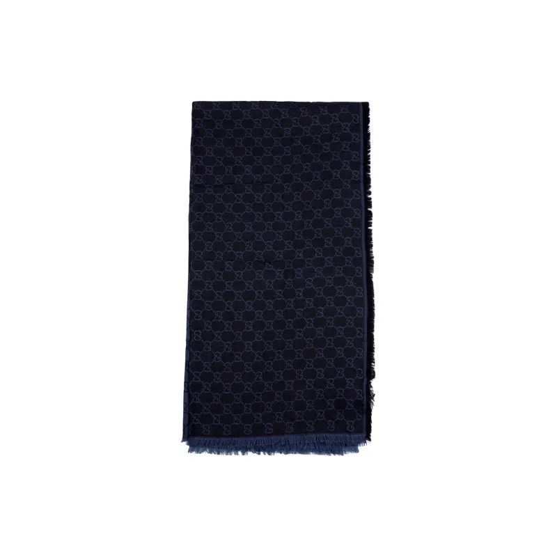 GUCCI Wool Knit Scarves Women's Blue Black-0