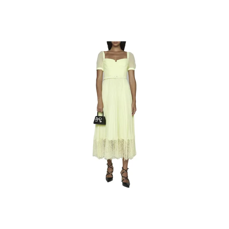 Self portrait Short Sleeved Dresses Women's Yellow-1