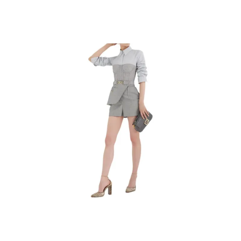 FENDI FW22 Casual Shorts Women's Gray-2