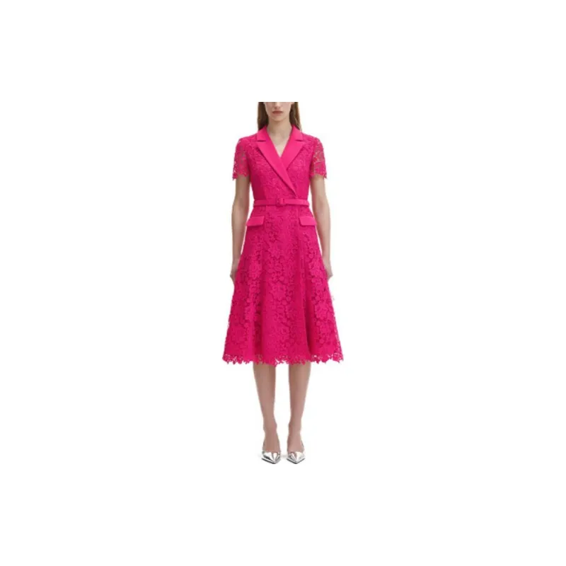 Self-portrait Short-Sleeved Dresses Women's Rose Red-1