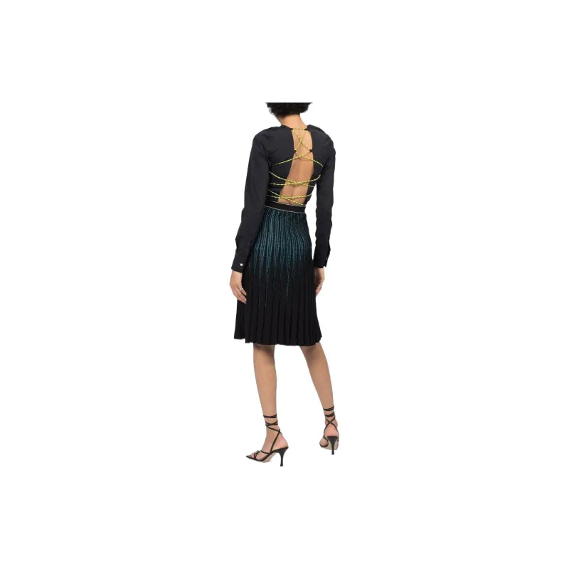 OFF WHITE Glitter stripe Pleated Skirt-2