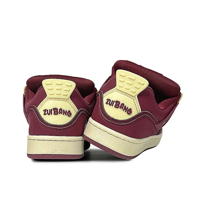 ZUIBANG Puffy Shoes Wear Resistant Low Top Skateboard Shoes Women's Angora Red-4