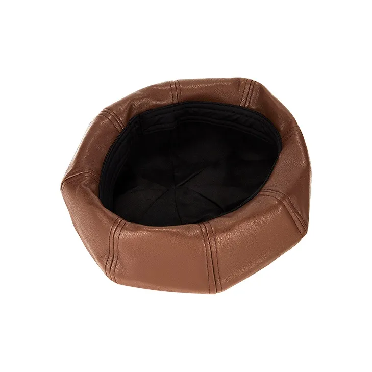 MUYKUY PU Leather Berets Women's-5