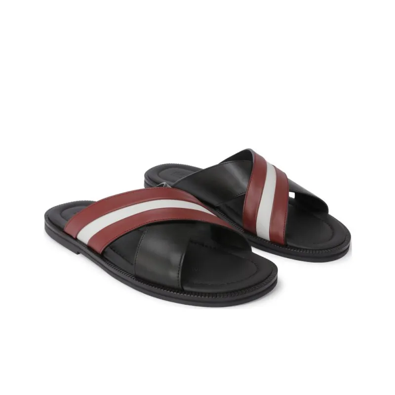 BALLY Slide Slippers Men's Black White Red-4