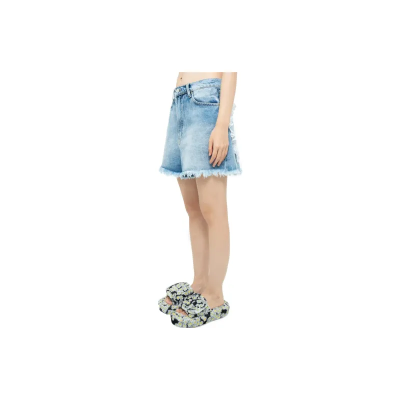 NATASHA ZINKO Denim Shorts Women's Light Blue-2
