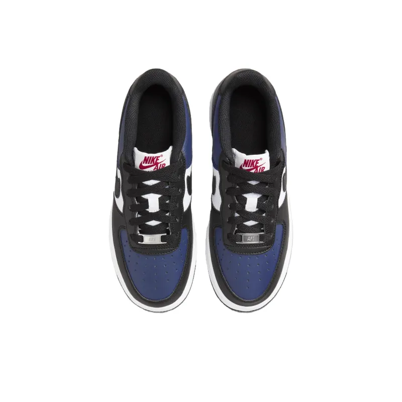 Nike Air Force 1 Abrasion Resistant Low Top Kids' Skateboarding Shoes Blue White Black Unisex-3