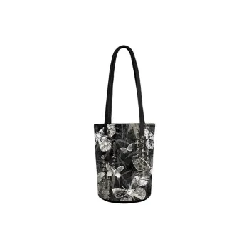 AOSONG Suede Tech Fabric Shoulder Bag Unisex Black