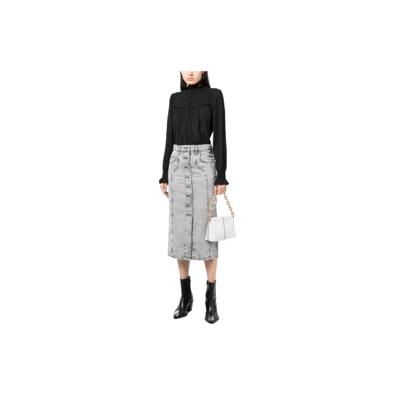 ISABEL MARANT Denim Long Skirts Women's Light Gray-1