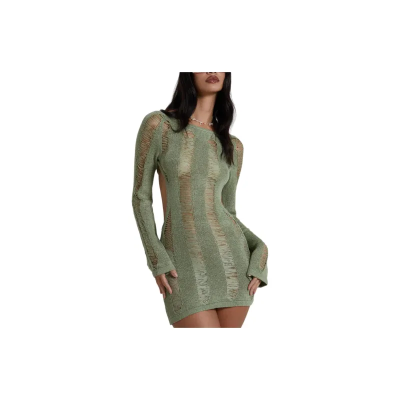 Jaded London Long-Sleeved Dresses Women's Green-2