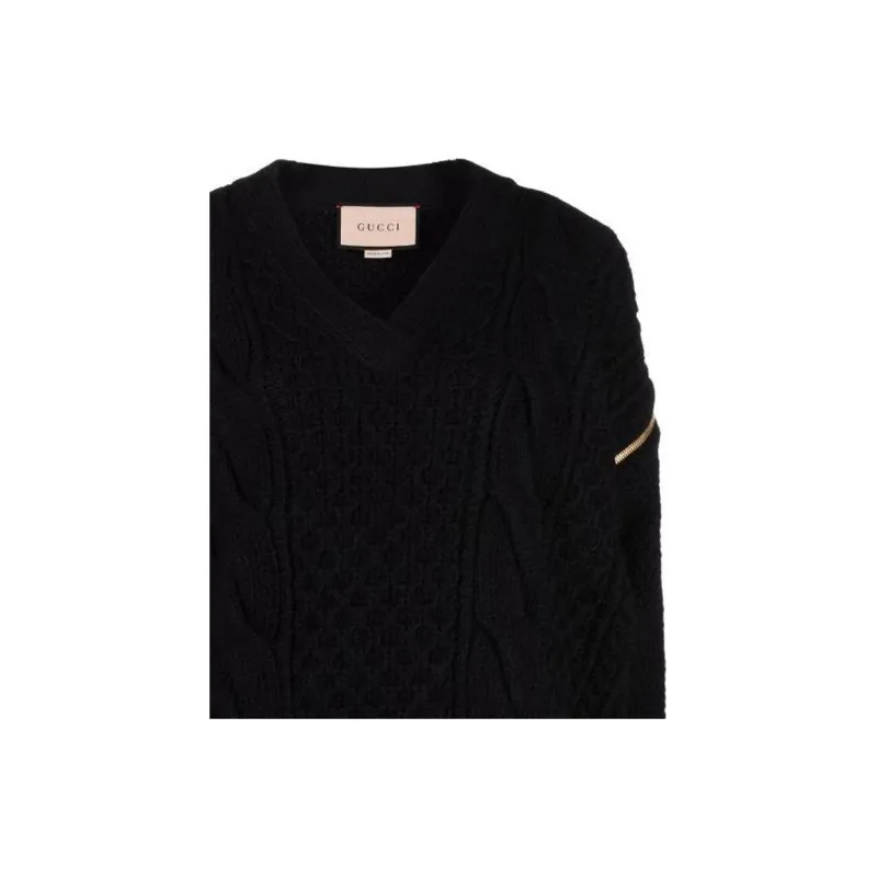 GUCCI Detachable Sleeves Knit Sweatshirt Black-5