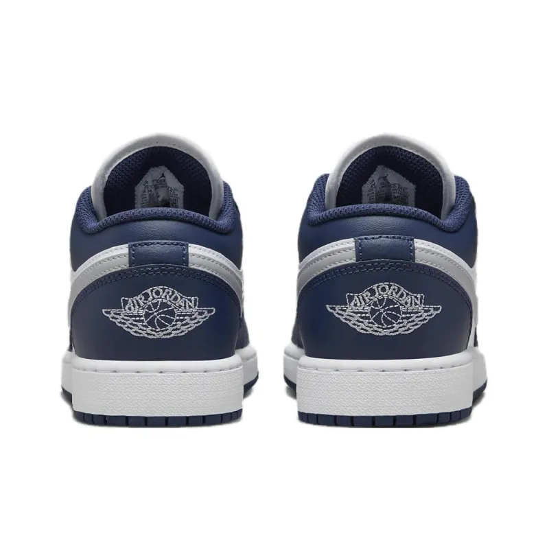 Jordan Air Jordan 1 Slip Resistant Cushioning Wear Resistant Low Top Children's Basketball Shoes Gray Blue Teenagers-4