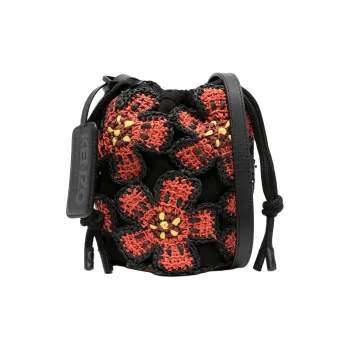 KENZO Boke Flower Series Straw Woven Bucket Bags Crossbody Bag Shoulder Bag Women's Multicolor