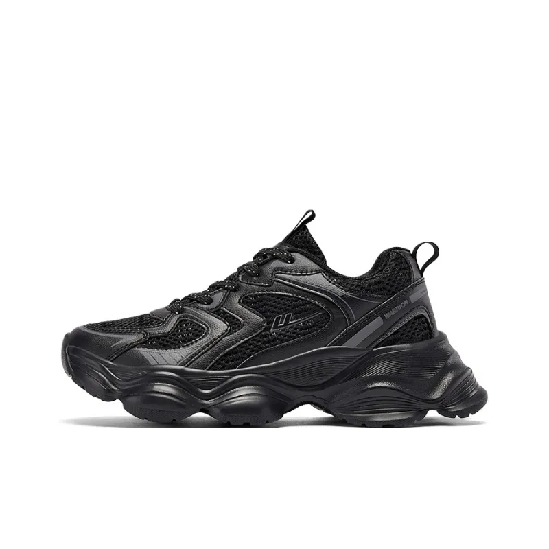 Warrior Lightweight Height Increasing Low Top Chunky Sneakers Unisex Black-0