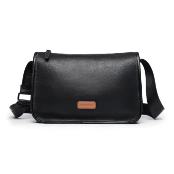 SEPTWOLVES PU Cortex Messenger Bag Crossbody Bag QPL Unisex Black