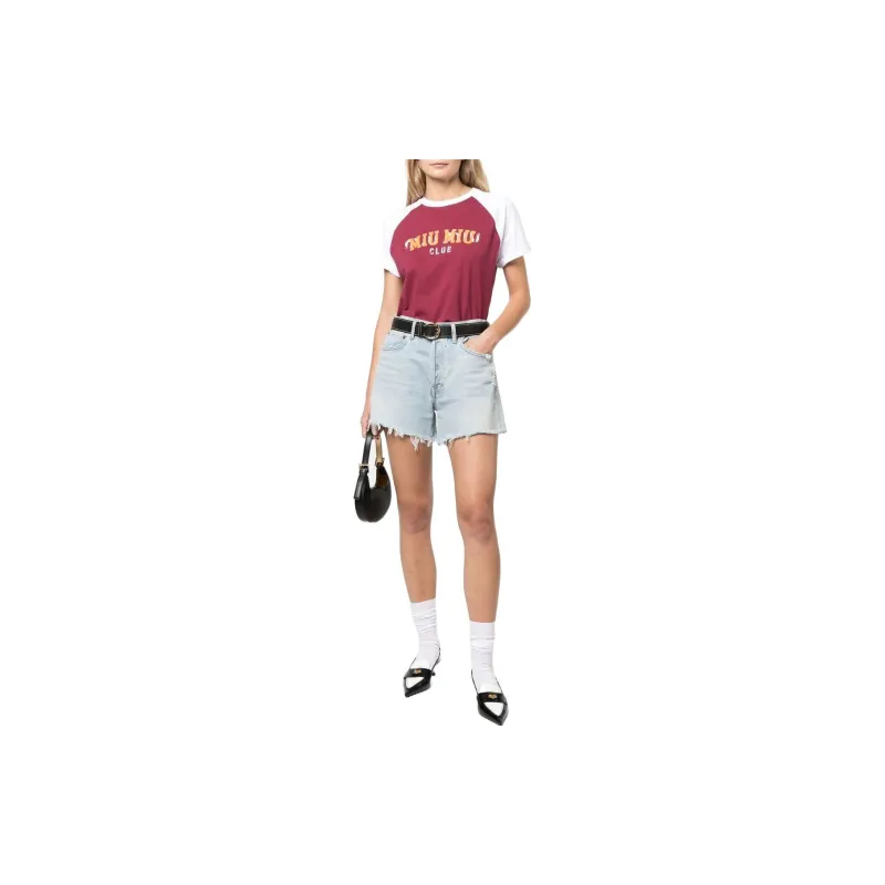 MIU MIU SS22 Raglan Sleeve T Shirt Women's Red-1