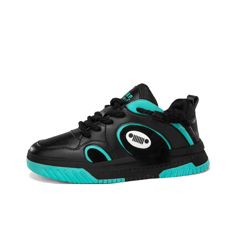 JEEP SPIRIT Cushioned Wear-Resistant Breathable Slip-Resistant Low-Top Skateboard Shoes Men's Graphite Black-0