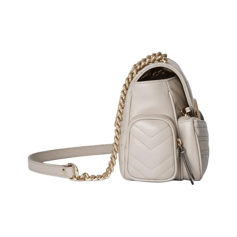 GUCCI GG Marmont Leather Crossbody Bag Shoulder Bag Small Size Women's Ivory-2