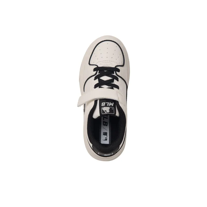 MLB Chunky Liner Slip Resistant Low Top Kids' Skateboarding Shoes Beige Black Teenagers-3