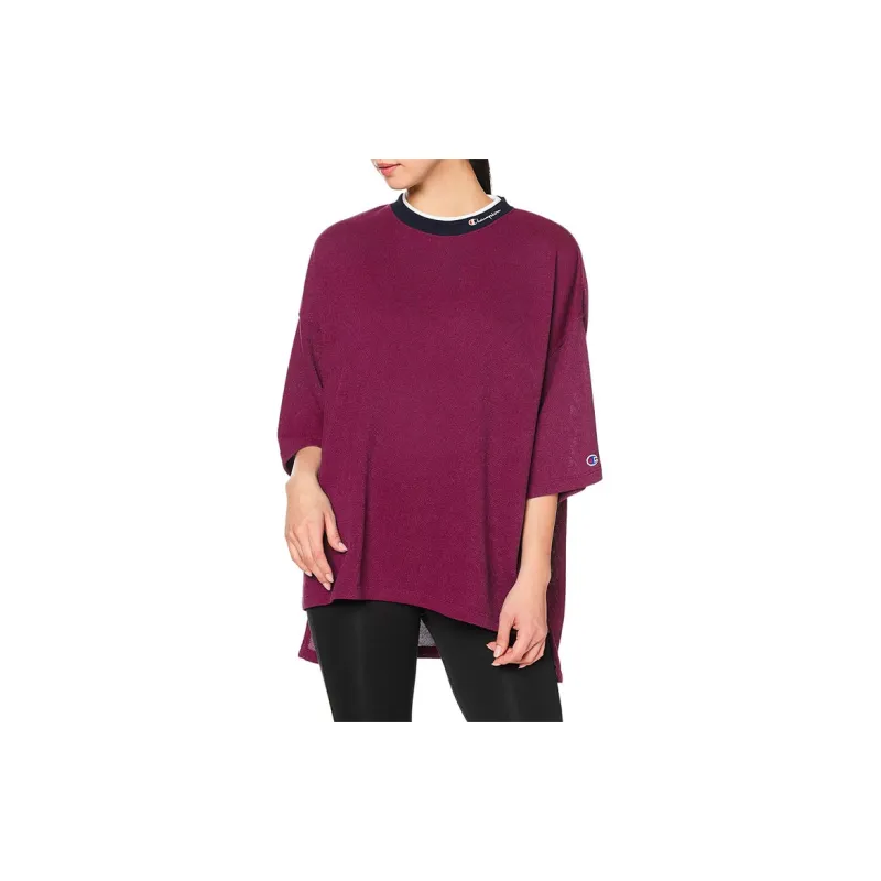 Champion Straight T-Shirt Japan Version Women's Burgundy-1