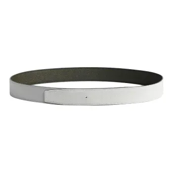 HERMES Calfskin Leather Belts Unisex White Green Width: 3.2CM
