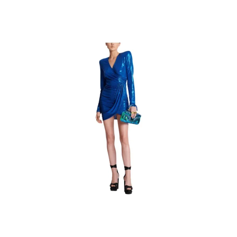 BALMAIN Long-Sleeved Dresses Women's Blue-1