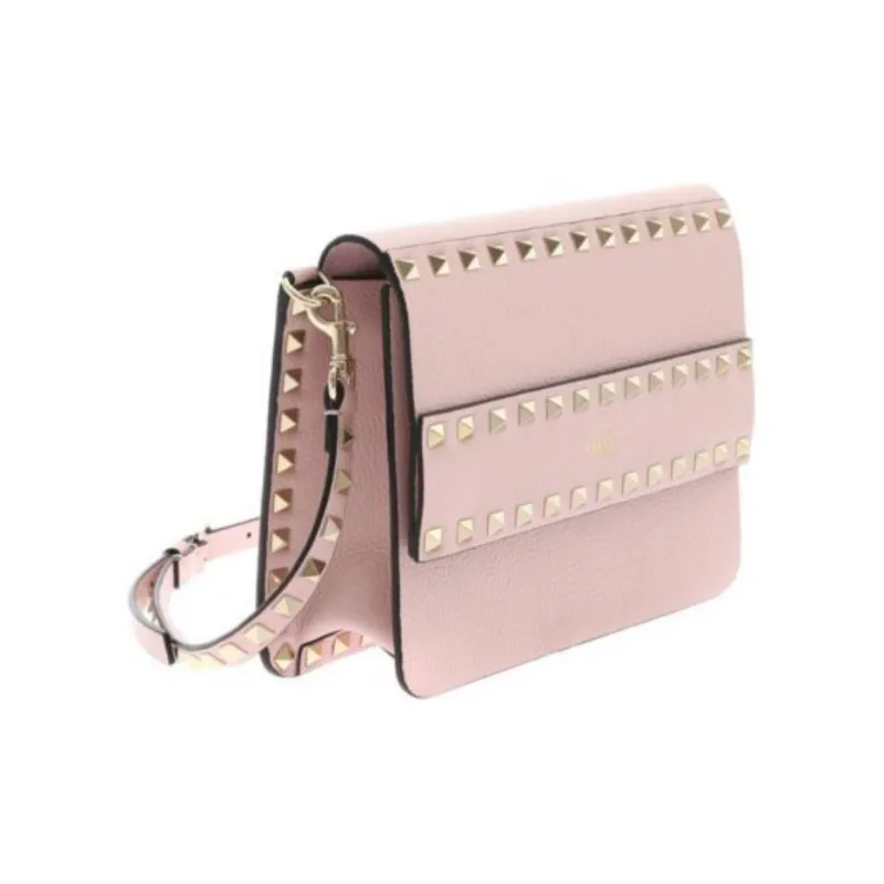 Valentino Rockstud Cow Leather Crossbody Bag, Shoulder Bag Trumpets Women's Pink-1