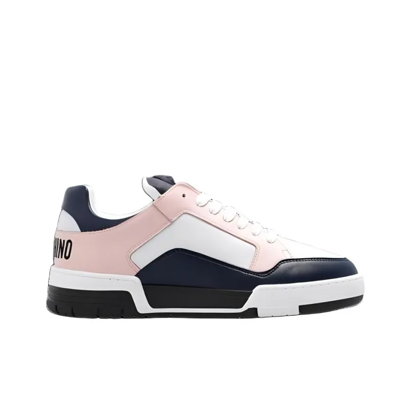 MOSCHINO Low Top Skateboard Shoes Women's White Pink Black-1