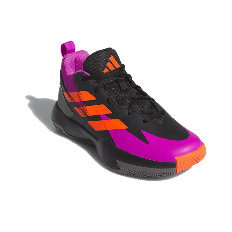 Adidas Cross Em Up Abrasion Resistant Mid Top Children's Basketball Shoes Black Purple Teenagers-2
