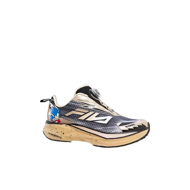 FILA KIDS SPEED 4 Slip Resistant Anti Kick Low Top Running Shoes Black Gold Kids'-1